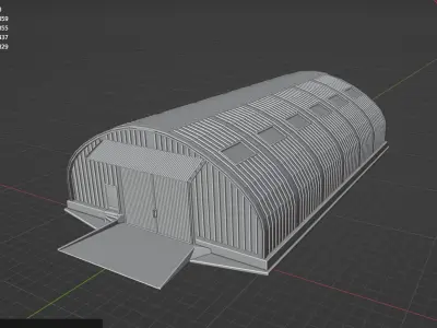 Arched hangar Free low-poly 3D model