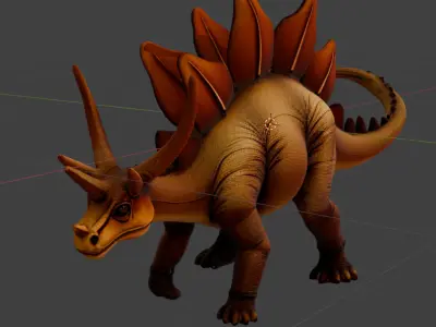 Stegosaurus 3D Model Pack Stylized Dinosaurs for Game  3D model