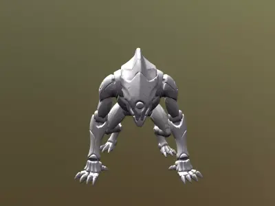 Low Poly Stylized Cyber-Predator  - PBR Low-poly 3D model