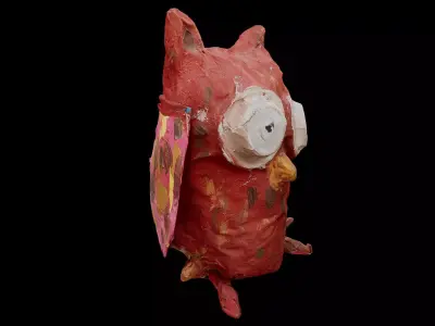 owl 3d Paper mache kids art and craft painted prop model 3D model
