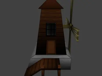 Cartoon Medieval Windmill Low-poly 3D model