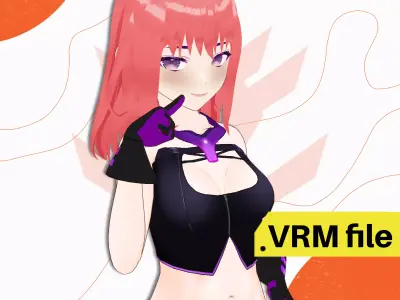 VRM SCIFI SUIT ANIME GIRL CYBERPUNK ARMOR CUTE CELL SHADED 3D model