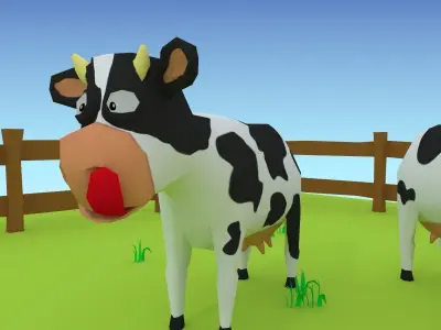 Cartoon cow low poly 3D model