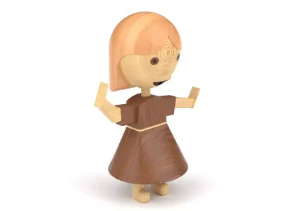 Wooden toy girl 3D model