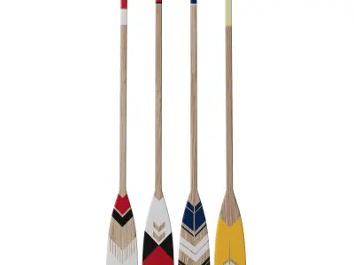 Decorative painted oars set Part three 3D model