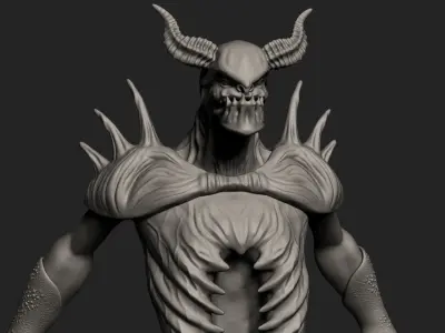 Monster demon statue Low-poly 3D model