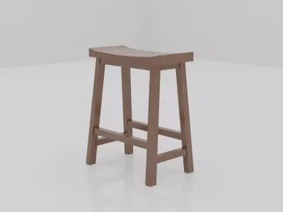 Chair wooden bar stool Free low-poly 3D model
