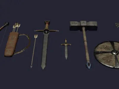 Skull weapon pack Low-poly 3D model