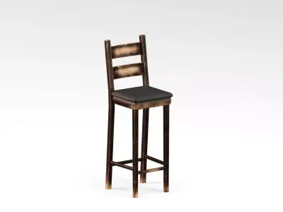 S00034 Wooden Bar Stool Lowpoly Free low-poly 3D model
