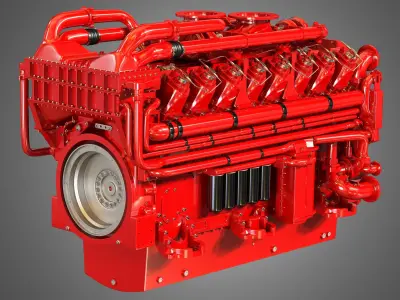  QSK95 16 Cylinders Engine - Marine Turbocharged Diesel Engine 3D model