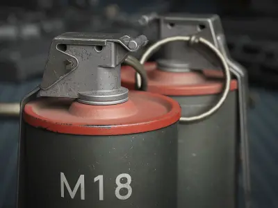 Game Ready M18 RED Flash Grenade Low-poly 3D model