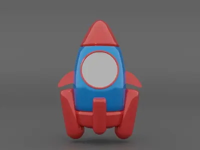 blue rocket Low-poly 3D model