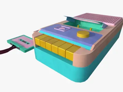 Retro Vintage Cassette Tape Recorder Stylized 3D Model 3D model