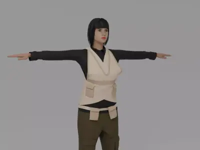 WW War Pilot Woman Low-poly 3D model