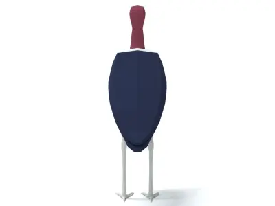 Low Poly Cartoon Marabou Stork Low-poly 3D model