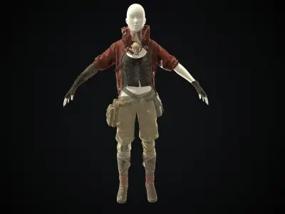 Female set 3 character Low-poly 3D model