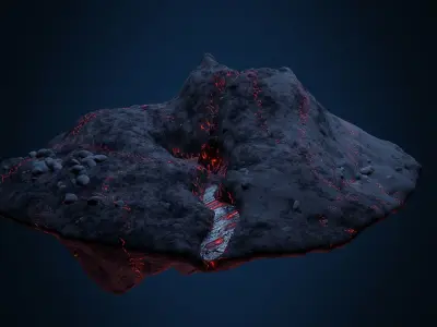 Volcanic Floating Island Low-poly 3D model