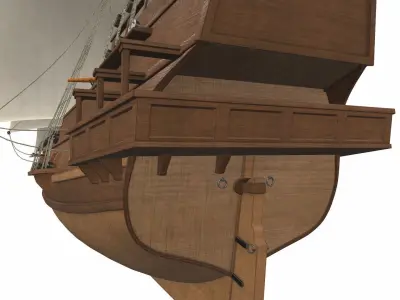 Sea sailing ship Golden Hind 3D model