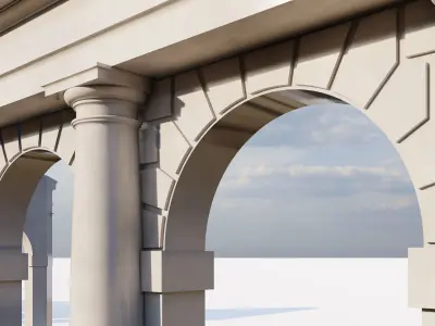 Arch two types Tuscan order with columns on Vignola 3D model