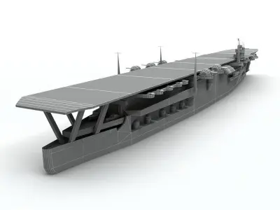 Kaga Aircraft Carrier Ship WWII Low-poly 3D model
