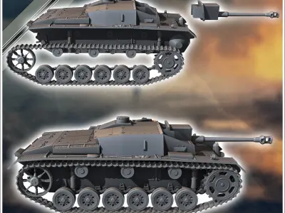 Sturmgeschutz StuG III Ausf F SdKfz 142-1 - miniatures tabletop 3D print model