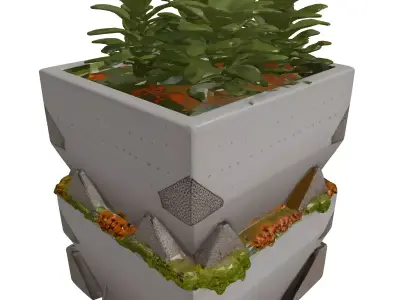 Modern Geometric Concrete Planter 3D model