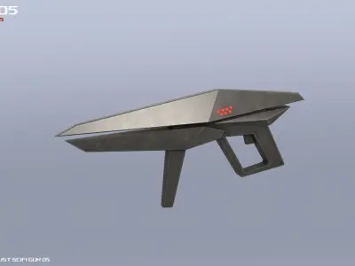 Minimalist scifi gun Low-poly 3D model