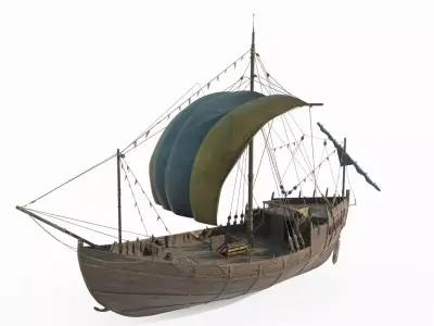 Ancient large sailboats 3D model