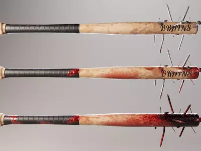 Baseball Bat with Nails Low-poly 3D model