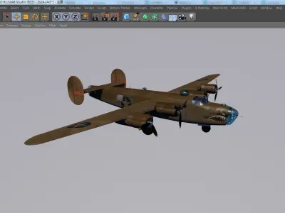 Consolidated B-24 Liberator Aircraft  Low-poly 3D model