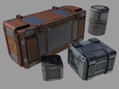 Containers pack Low Poly ver 1 Low-poly 3D model