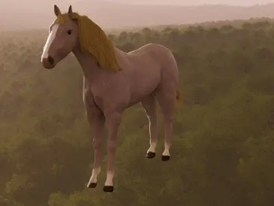 Horse in forest Low-poly 3D model