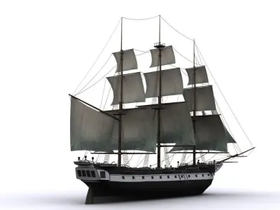 Warship corvette Low-poly 3D model