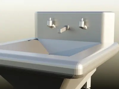 Low Poly Vault Sink Fallout Game Ready Low-poly 3D model