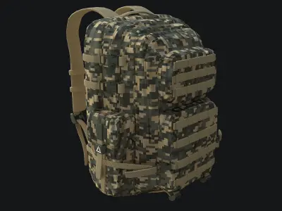 Military Backpack Tactical Camouflage PBR 3D model