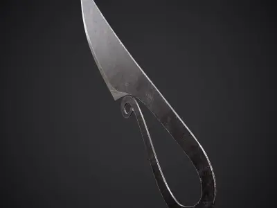 Curved Fishing Knife Low-poly 3D model