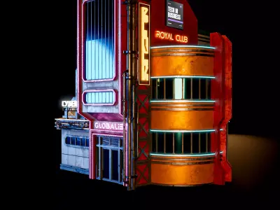 SCIFI CYBERPUNK FUTURISTIC NEON BUILDING 07 Low-poly 3D model