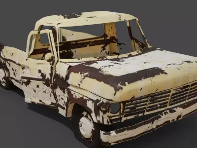 rusted car Free low-poly 3D model