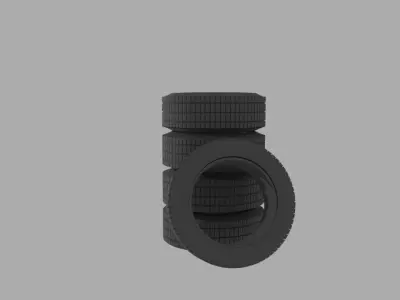 Realistic rubber tire stack Free low-poly 3D model