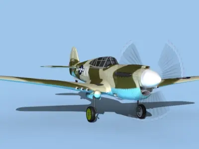 Curtiss P-40F Warhawk V05 USAAF 3D model