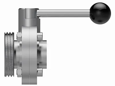 Manual Butterfly Valves - DIN11851 Male x Welding End - 3D model