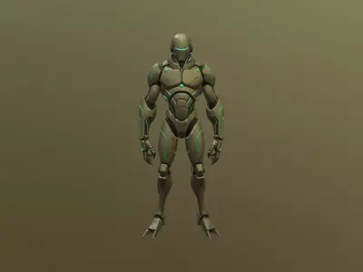 Low Poly Stylized Cyber-Soldier  - PBR Low-poly 3D model