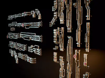 SCIFI INDUSTRIAL MODULAR PIPES KIT Low-poly 3D model