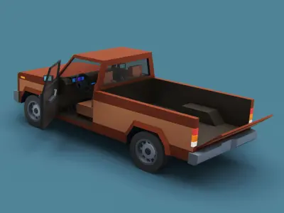 Stylized Cartoon Pickup Vehicle Low-poly 3D model