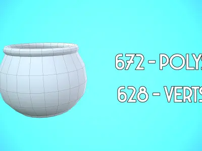 FISH BOWL CARTOON STYLIZED Low-poly 3D model