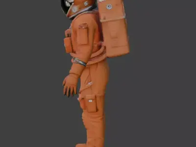 orange spacesuit rigged low poly 3D model