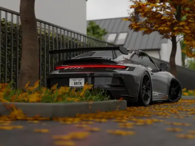 Free Automotive Autumn Scene 3D Blender File Textured Free 3D model