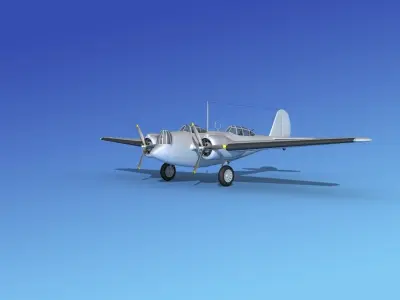Martin B-10 Bare Metal 3D model