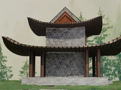 Chinese Ancient house Free low-poly 3D model