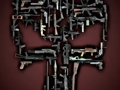 Modern AAA Mega all in one 30 weapons pack Game-Ready PBR Low-poly 3D model